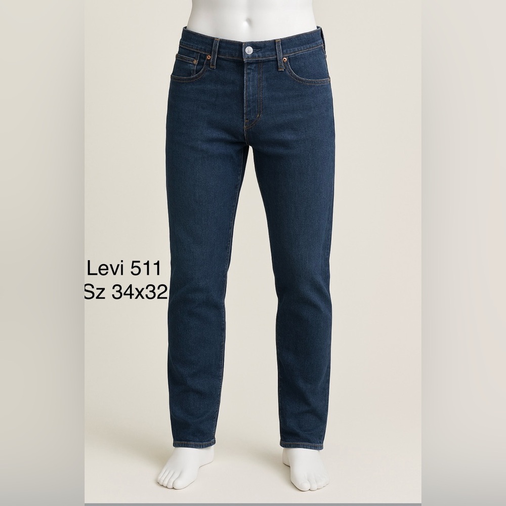Levi's Pants Mens 34x 32  Blue 511 Slim Straight Brushed 5-pocket Pants Modern